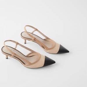 ZARA cap toe mesh slingbacks